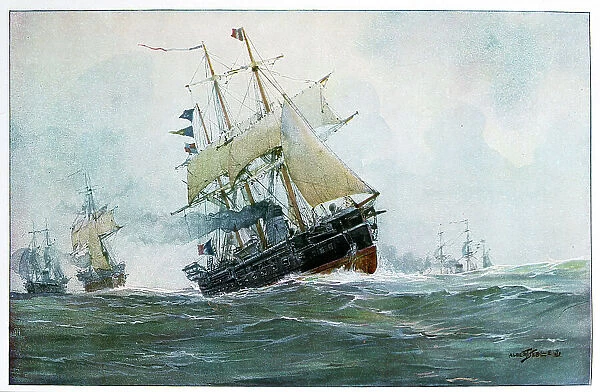 French frigate, La Surveillante, 1870 (20th century). Artist: Albert Sebille