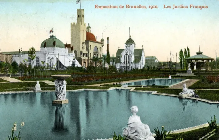 Framed Print : The French Garden, Universal Exhibition, Brussels, Belgium, 1910. Artist: Valentine & Sons Framed Print : The French Garden, Universal Exhibition, Brussels, Belgium, 1910. Artist: Valentine & Sons