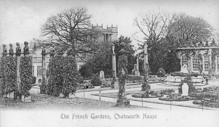 Framed Print : The French Gardens, Chatsworth House, Derbyshire, late 19th or early 20th century Framed Print : The French Gardens, Chatsworth House, Derbyshire, late 19th or early 20th century