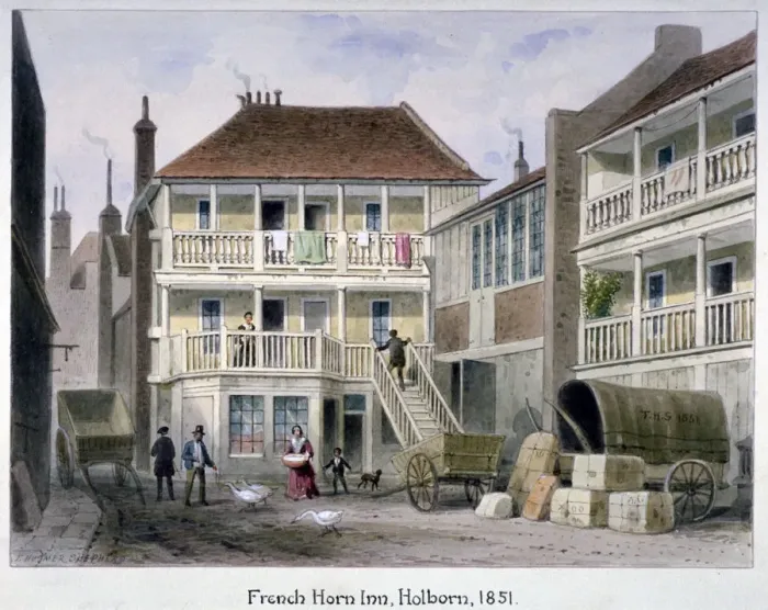 Framed Print : The French Horn Inn, Holborn, London, 1851 Framed Print : The French Horn Inn, Holborn, London, 1851