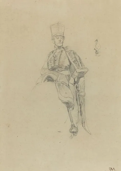 Framed Print : A French Hussar, c. 1865. Creator: Jean Louis Ernest Meissonier Framed Print : A French Hussar, c. 1865. Creator: Jean Louis Ernest Meissonier