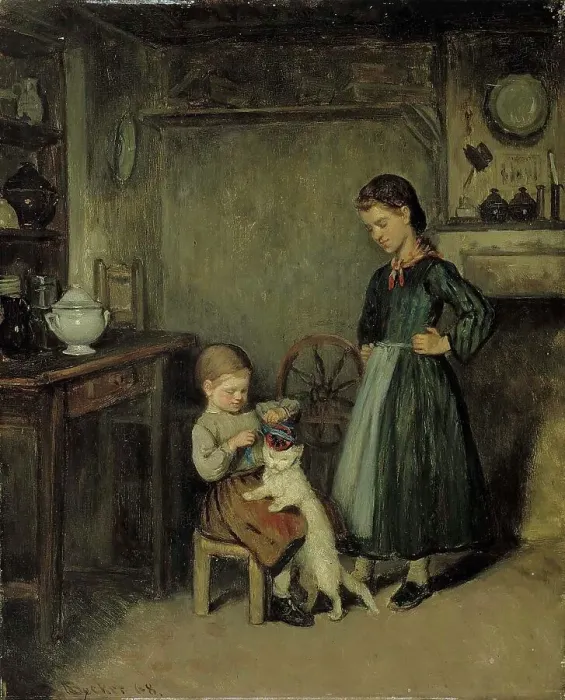 Framed Print : A French Interior, 1868. Creator: Adolf von Becker Framed Print : A French Interior, 1868. Creator: Adolf von Becker