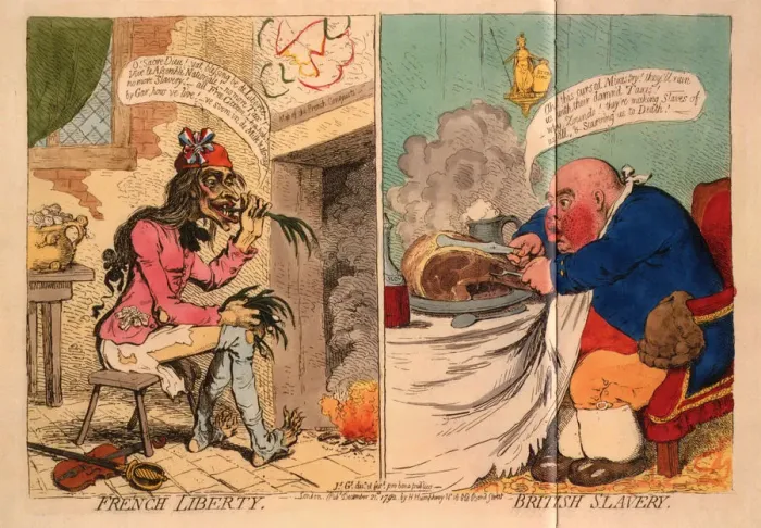 Framed Print : French Liberty. British Slavery, 1792. Artist: Gillray, James (1757-1815) Framed Print : French Liberty. British Slavery, 1792. Artist: Gillray, James (1757-1815)