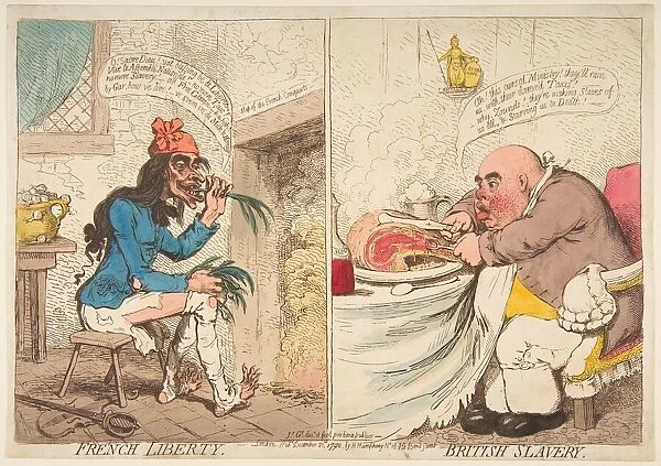 Vintage 18th Century Satire Print French Liberty British Slavery A3 Print
