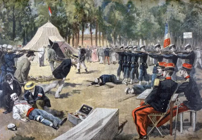 Framed Print : French military manoeuvres: first-aid workers, 1897