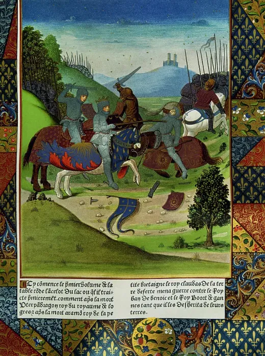 Framed Print : French miniature depicting a fight between medieval knights. Creator: Unknown Framed Print : French miniature depicting a fight between medieval knights. Creator: Unknown