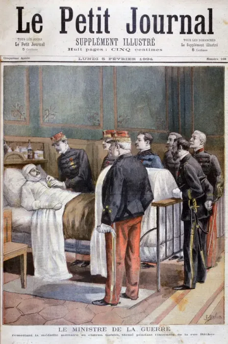 Framed Print : The French Minister for War giving a military decoration, 1894. Artist: Jose Belon Framed Print : The French Minister for War giving a military decoration, 1894. Artist: Jose Belon