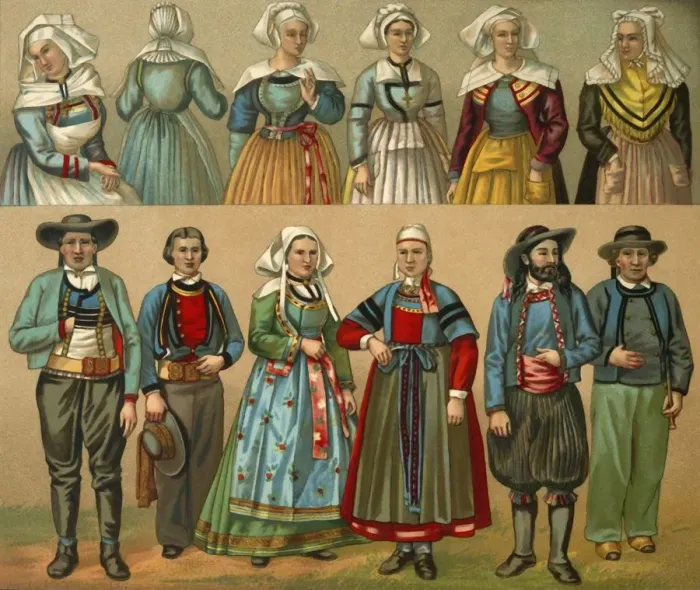 Framed Print : French national costume, late 19th century. Creator: Daniel Urrabieta Vierge