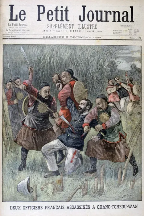 Framed Print : Two French officers murdered by the Quang-tcheou-wan, 1899. Artist: Jose Belon Framed Print : Two French officers murdered by the Quang-tcheou-wan, 1899. Artist: Jose Belon