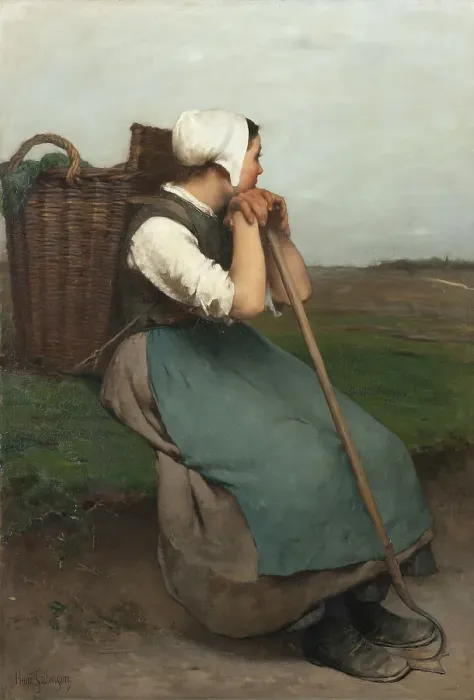 Framed Print : French Peasant Girl. Souvenir de Picardie. Creator: Hugo Salmson Framed Print : French Peasant Girl. Souvenir de Picardie. Creator: Hugo Salmson