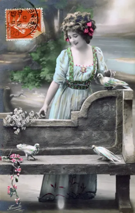 Framed Print : French postcard, c1900 Framed Print : French postcard, c1900