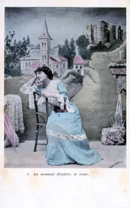 Framed Print : French postcard, c1900 Framed Print : French postcard, c1900