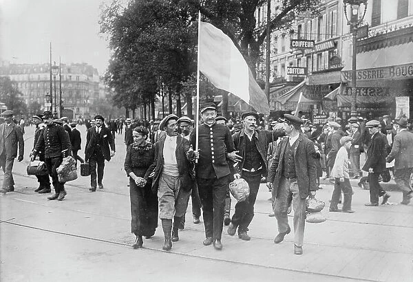 French Reservists going to R.R. station in Paris, between c1914 and c1915. Creator: Bain News Service