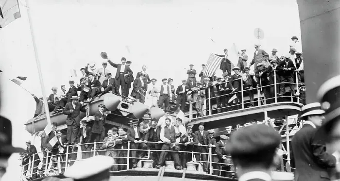 Framed Print : French Reservists on SANTA ANNA, 1914. Creator: Bain News Service Framed Print : French Reservists on SANTA ANNA, 1914. Creator: Bain News Service