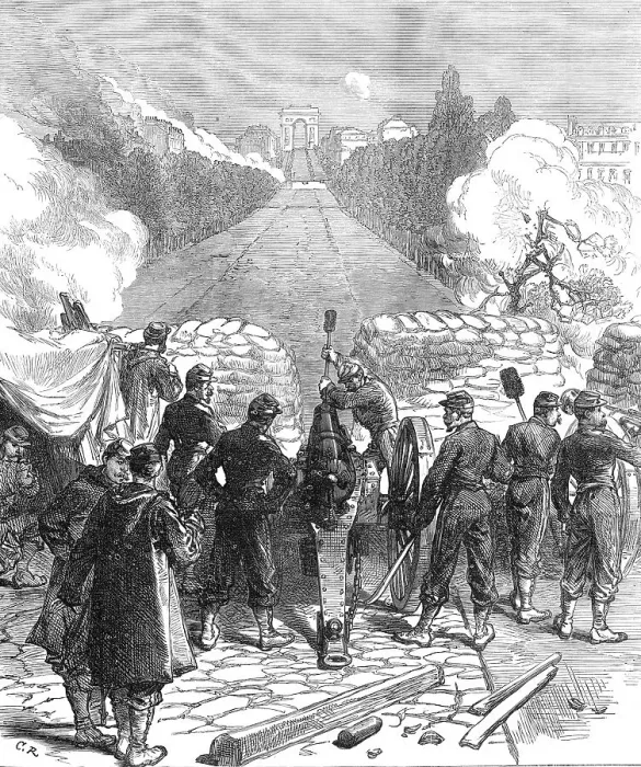 Framed Print : The French Siege of Paris: advanced battery at the Pont de Neuilly, 1871. Creator: C. R Framed Print : The French Siege of Paris: advanced battery at the Pont de Neuilly, 1871. Creator: C. R
