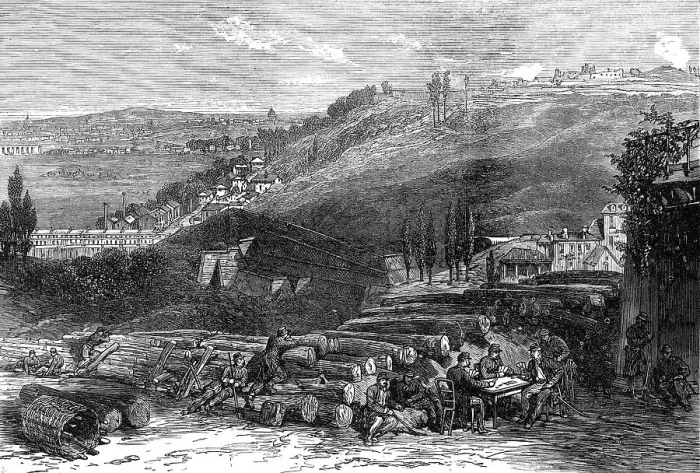 Framed Print : The French Siege of Paris: Fort Issy, from the advanced post of Meudon, 1871. Creator: Unknown Framed Print : The French Siege of Paris: Fort Issy, from the advanced post of Meudon, 1871. Creator: Unknown