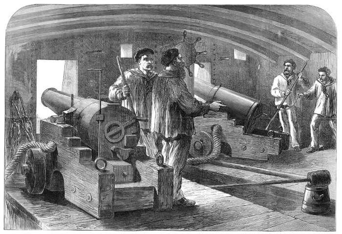 Framed Print : The French Siege of Paris: interior of gun-boat La Commune, 1871. Creator: Unknown Framed Print : The French Siege of Paris: interior of gun-boat La Commune, 1871. Creator: Unknown