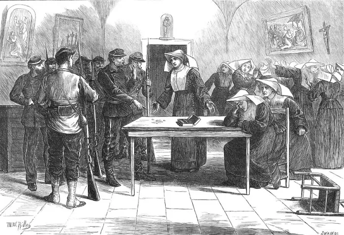 Framed Print : The French Siege of Paris: a call upon the Little Sisters of the Poor, 1871. Creator: Joseph Swain Framed Print : The French Siege of Paris: a call upon the Little Sisters of the Poor, 1871. Creator: Joseph Swain