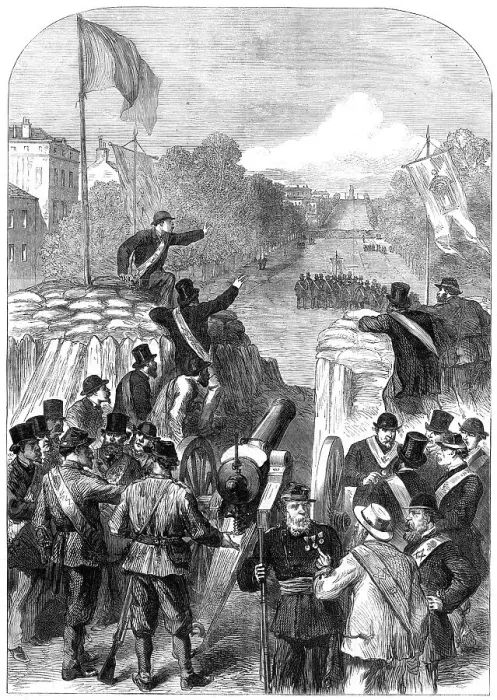 Framed Print : The French Siege of Paris: Masonic Deputation to Versailles going out at the Porte Maillot, 1871. Creator: Unknown Framed Print : The French Siege of Paris: Masonic Deputation to Versailles going out at the Porte Maillot, 1871. Creator: Unknown