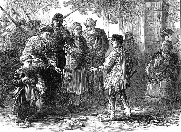 Framed Print : The French Siege of Paris: selling fragments of shells in the Avenue des Champs Elysees, 1871. Creator: Unknown Framed Print : The French Siege of Paris: selling fragments of shells in the Avenue des Champs Elysees, 1871. Creator: Unknown