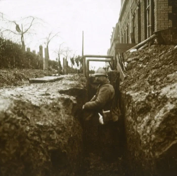 Framed Print : French soldier in trenches, c1914-c1918 Framed Print : French soldier in trenches, c1914-c1918