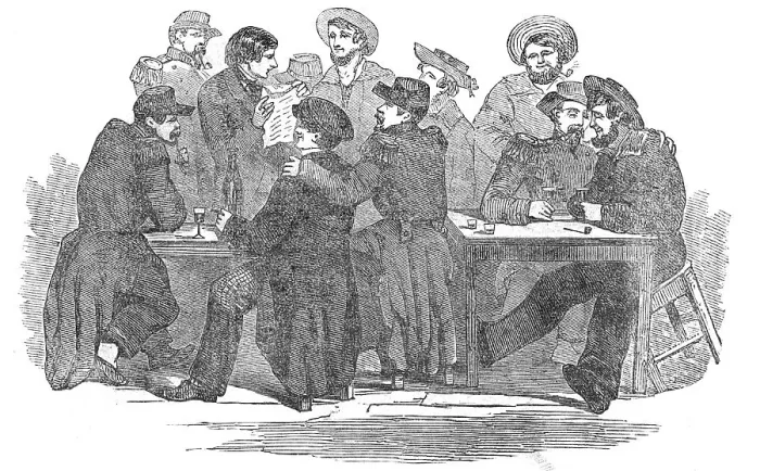 Framed Print : French Soldiers and English Sailors Fraternising at Calais, 1854. Creator: Unknown Framed Print : French Soldiers and English Sailors Fraternising at Calais, 1854. Creator: Unknown