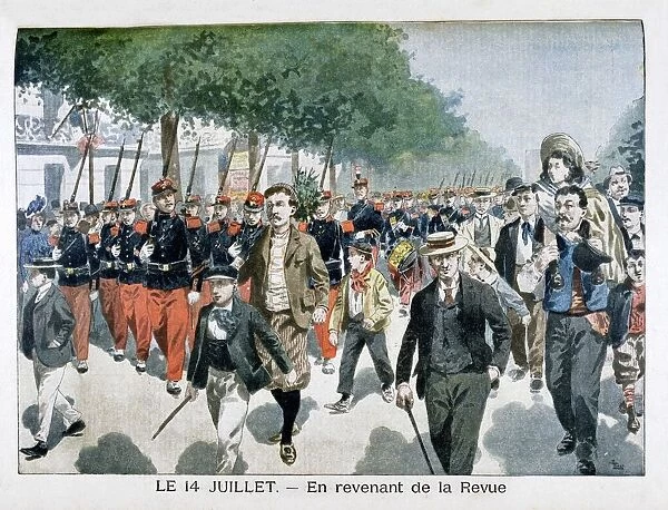 French soldiers returning from the Review on 14th July, (1901)