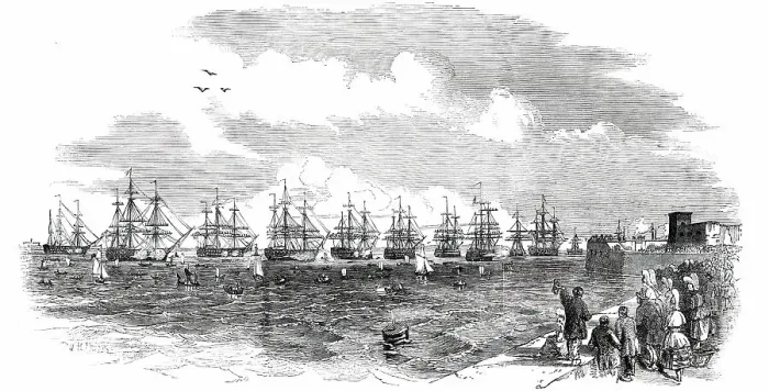 Framed Print : The French Squadron in Position, 1850. Creator: Unknown