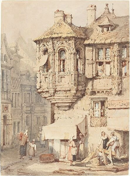 French Street Scene with a Medieval Turret. Creator: Samuel Prout