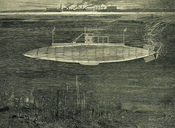 The French Submarine Boat, The Gustave Zédé, c1900. Creator: Marguerite Jacob