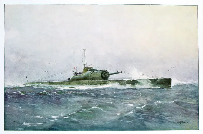 Framed Print : French submarine Surcouf, 20th century. Artist: Albert Sebille