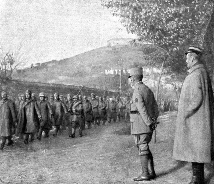 Framed Print : French success on the Italian front; Parade of Austrian prisoners, 1917. Creator: Unknown Framed Print : French success on the Italian front; Parade of Austrian prisoners, 1917. Creator: Unknown