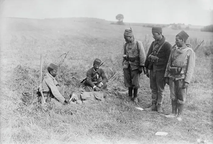 Framed Print : French succoring wounded German, 1914. Creator: Bain News Service Framed Print : French succoring wounded German, 1914. Creator: Bain News Service