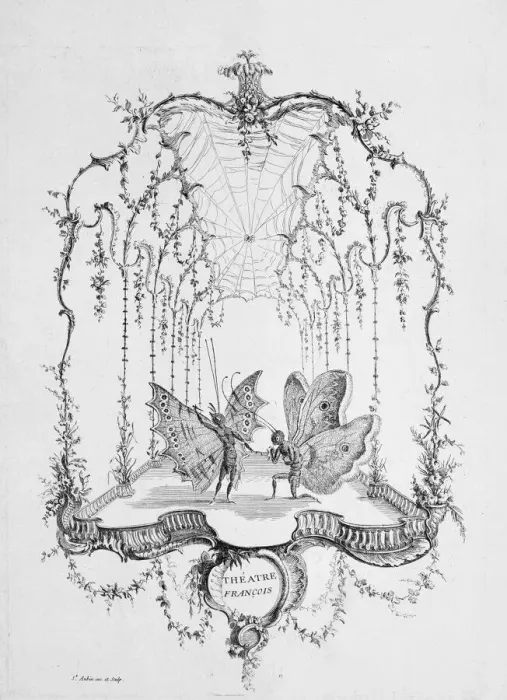 Framed Print : French Theatre (Theatre Francais), from Essai de Papilloneries Humaines par Framed Print : French Theatre (Theatre Francais), from Essai de Papilloneries Humaines par
