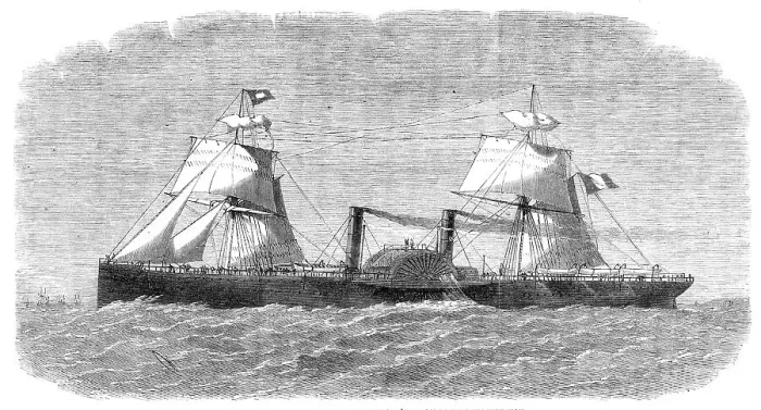 Framed Print : The French Transatlantic Company's steam-packet Washington, 1864. Creator: Unknown Framed Print : The French Transatlantic Company's steam-packet Washington, 1864. Creator: Unknown
