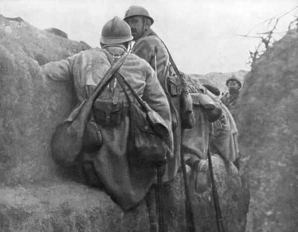 A French trench before an attack, 2nd Battle of Champagne, France, 25 September 1915