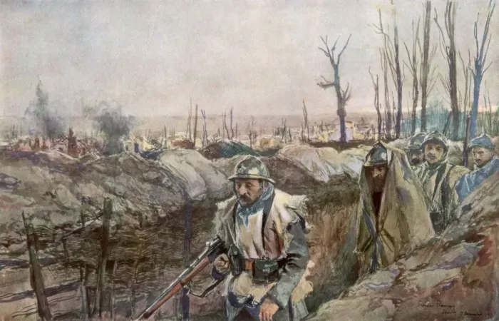 Framed Print : A French Trench in the Village of Souchez, Artois, France, 18 December 1915, (1926). Artist: Francois Flameng Framed Print : A French Trench in the Village of Souchez, Artois, France, 18 December 1915, (1926). Artist: Francois Flameng