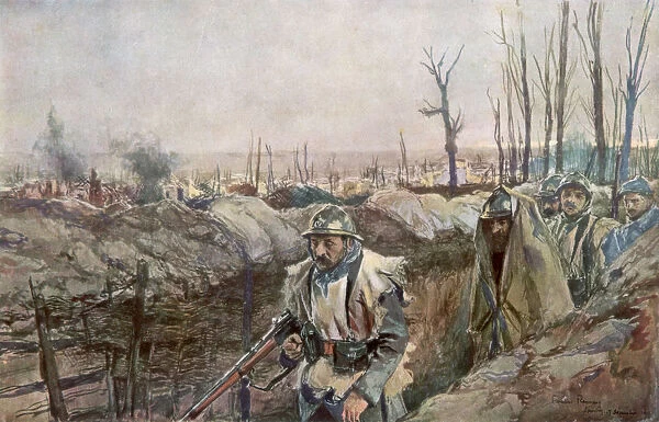 A French Trench in the Village of Souchez, Artois, France, 18 December 1915, (1926). Artist: Francois Flameng