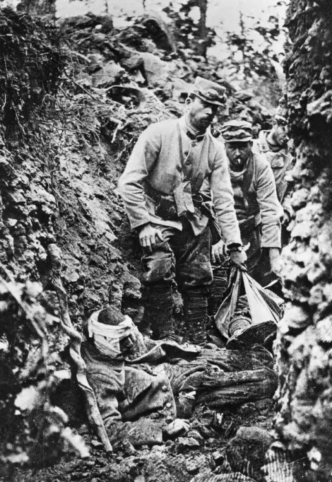 Framed Print : French troops after an German attack and bombardment, World War I, 30th June 1915 Framed Print : French troops after an German attack and bombardment, World War I, 30th June 1915
