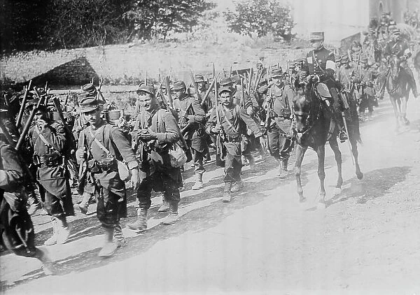 French troops on march, between c1914 and c1915. Creator: Bain News Service