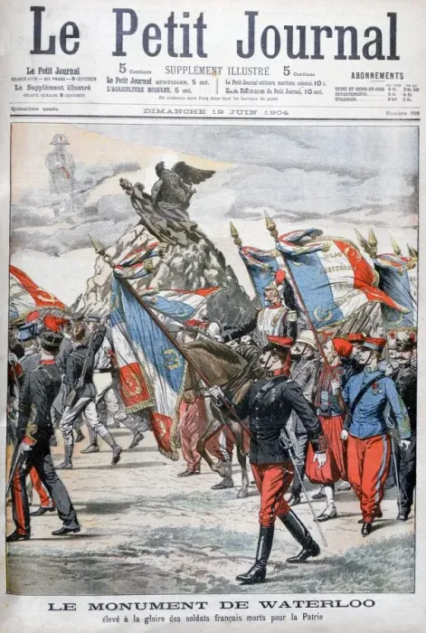 Framed Print : French troops parading past the monument to the battle of Waterloo, 1904 Framed Print : French troops parading past the monument to the battle of Waterloo, 1904