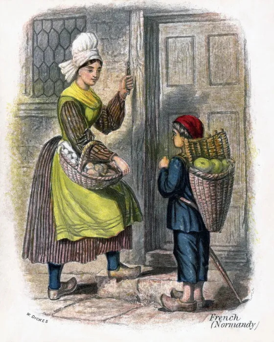 Framed Print : French Woman and Child Selling Fruit, 1809. Artist: W Dickes Framed Print : French Woman and Child Selling Fruit, 1809. Artist: W Dickes