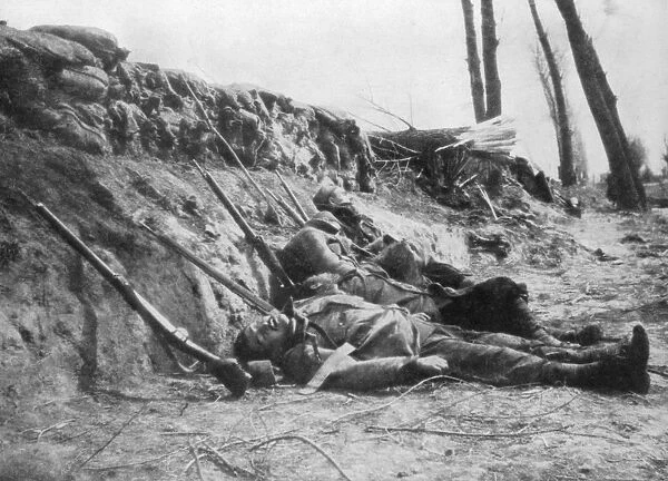 French Zouave infantry killed by gas, Second Battle of Ypres, Belgium, 22 April 1915, (1929)