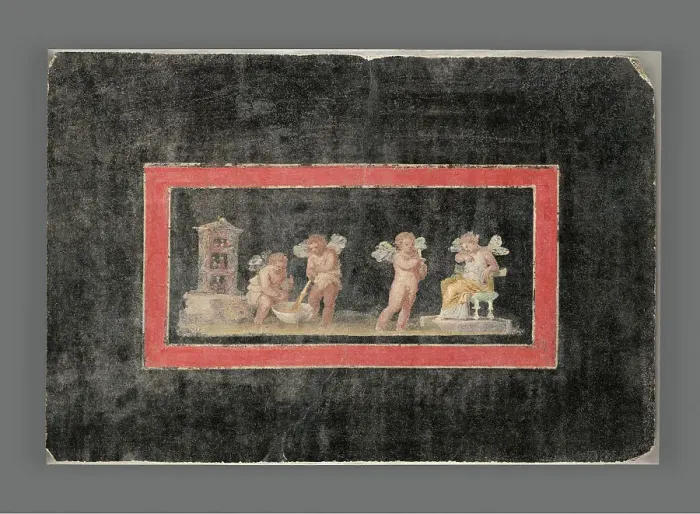 Framed Print : Fresco Fragment with Cupids and Psyche Making Perfume, A.D. 50-79. Creator: Unknown Framed Print : Fresco Fragment with Cupids and Psyche Making Perfume, A.D. 50-79. Creator: Unknown