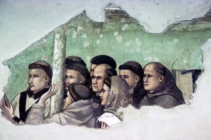 Framed Print : Fresco detail by Giotto of life of St Francis, Santa Croce, Florence, early 14th century Framed Print : Fresco detail by Giotto of life of St Francis, Santa Croce, Florence, early 14th century
