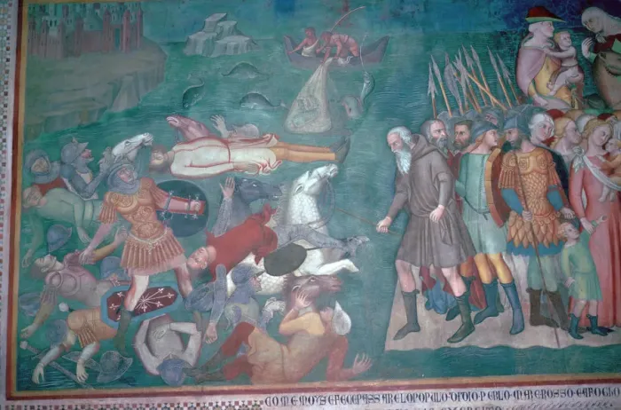 Framed Print : Fresco of the Israelites crossing the Red Sea, 14th century. Artist: Bartolo di Fredi Framed Print : Fresco of the Israelites crossing the Red Sea, 14th century. Artist: Bartolo di Fredi