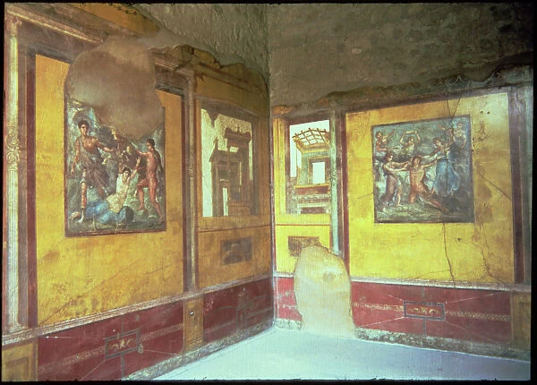 Frescoes on the walls of the House of Vettii in Pompeii