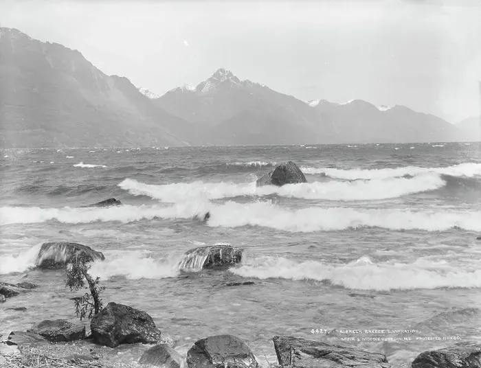 Framed Print : A fresh breeze, Lake Wakatipu, 1880s. Creator: Burton Brothers Framed Print : A fresh breeze, Lake Wakatipu, 1880s. Creator: Burton Brothers