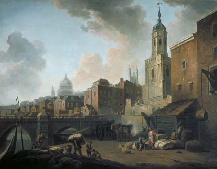 Framed Print : Fresh Wharf, near London Bridge, c1762. Artist: William Marlow Framed Print : Fresh Wharf, near London Bridge, c1762. Artist: William Marlow