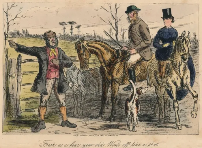 Framed Print : Fresh as a four year old. Went off like a shot, 1865. Artist: John Leech Framed Print : Fresh as a four year old. Went off like a shot, 1865. Artist: John Leech